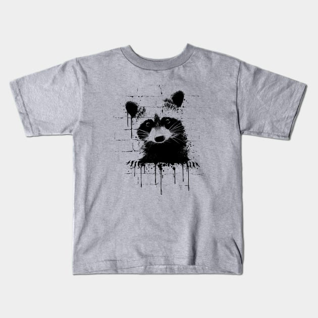 Funky Urban Graffiti Street Art Raccoon Kids T-Shirt by SkizzenMonster